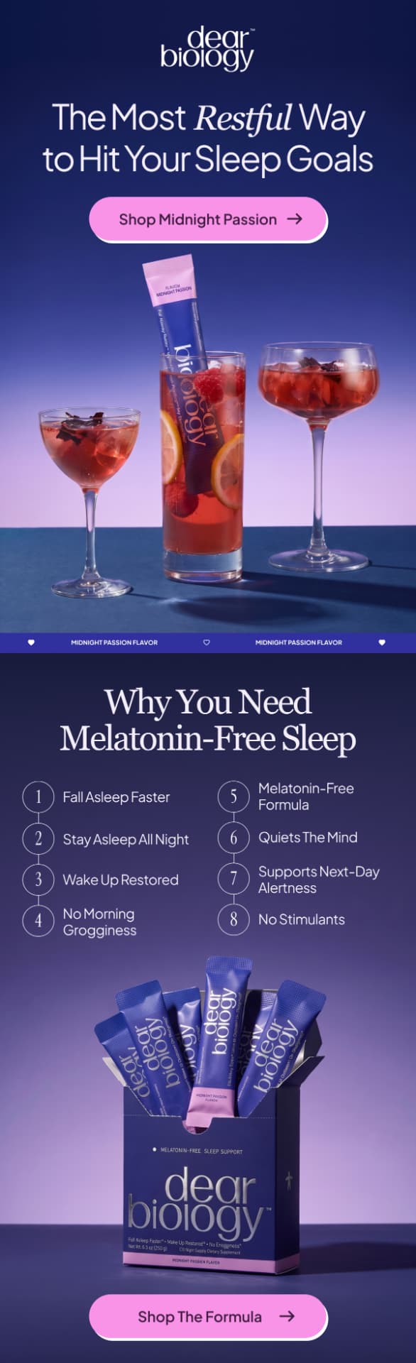 DearBiology restful sleep goals email