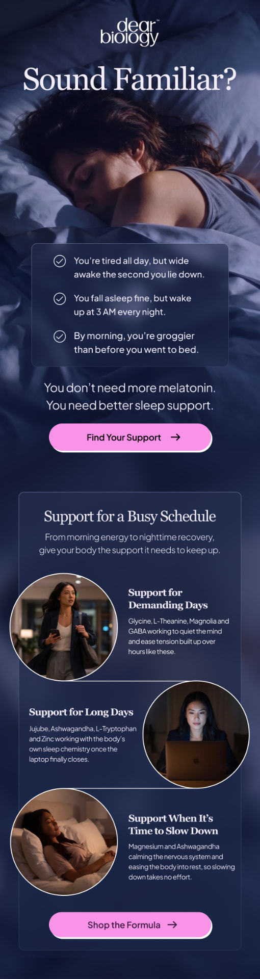 DearBiology familiar sleep struggles email